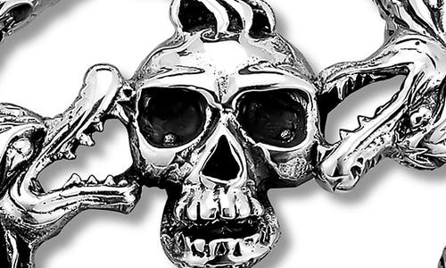 Samuel B. Sterling Silver Dragon Skull Pendant In Silver