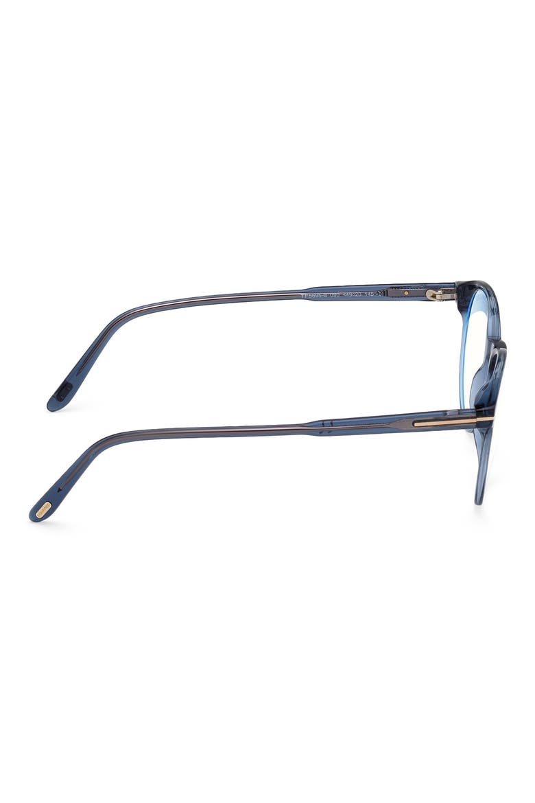 49mm Round Blue Light Blocking Glasses, Alternate, color, SHINY BLUE / BLUE BLOCK