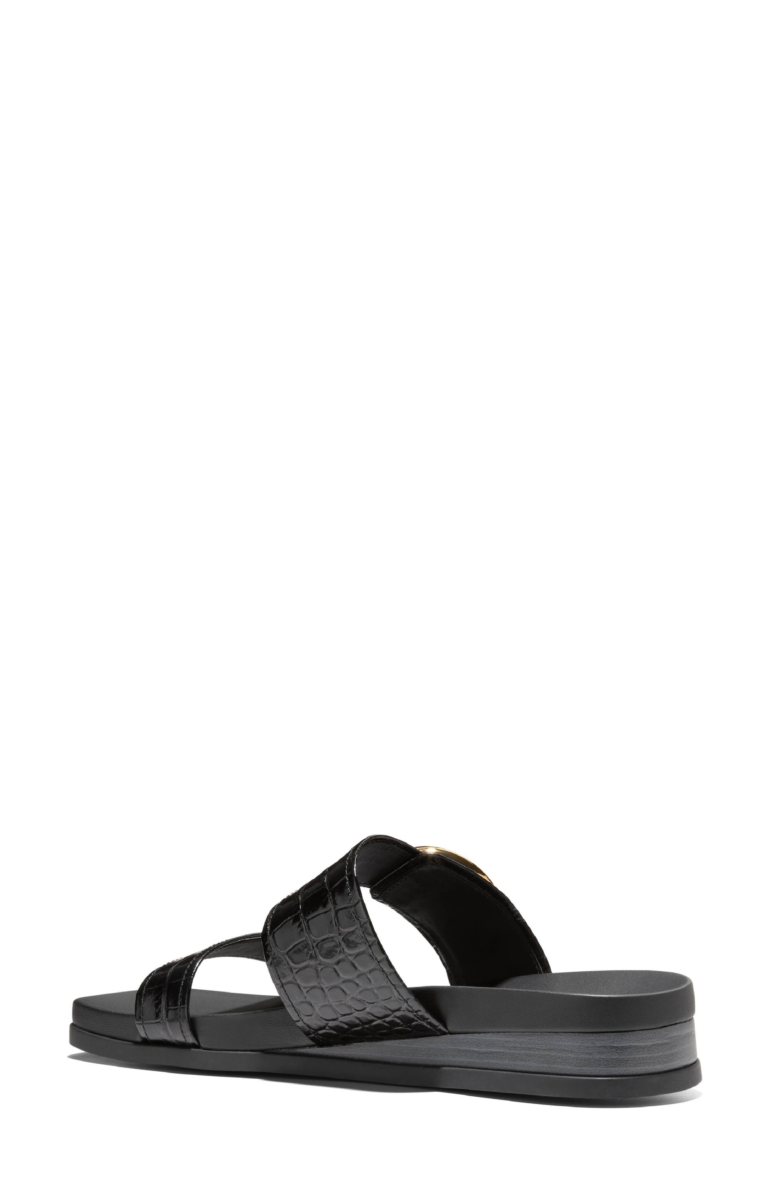 Cole Haan Oaklynn Wedge Sandal, Alternate, color, Black Croc Print Leather