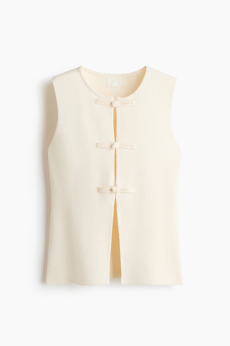 Sleeveless Button-front Top, Alternate, color, Cream