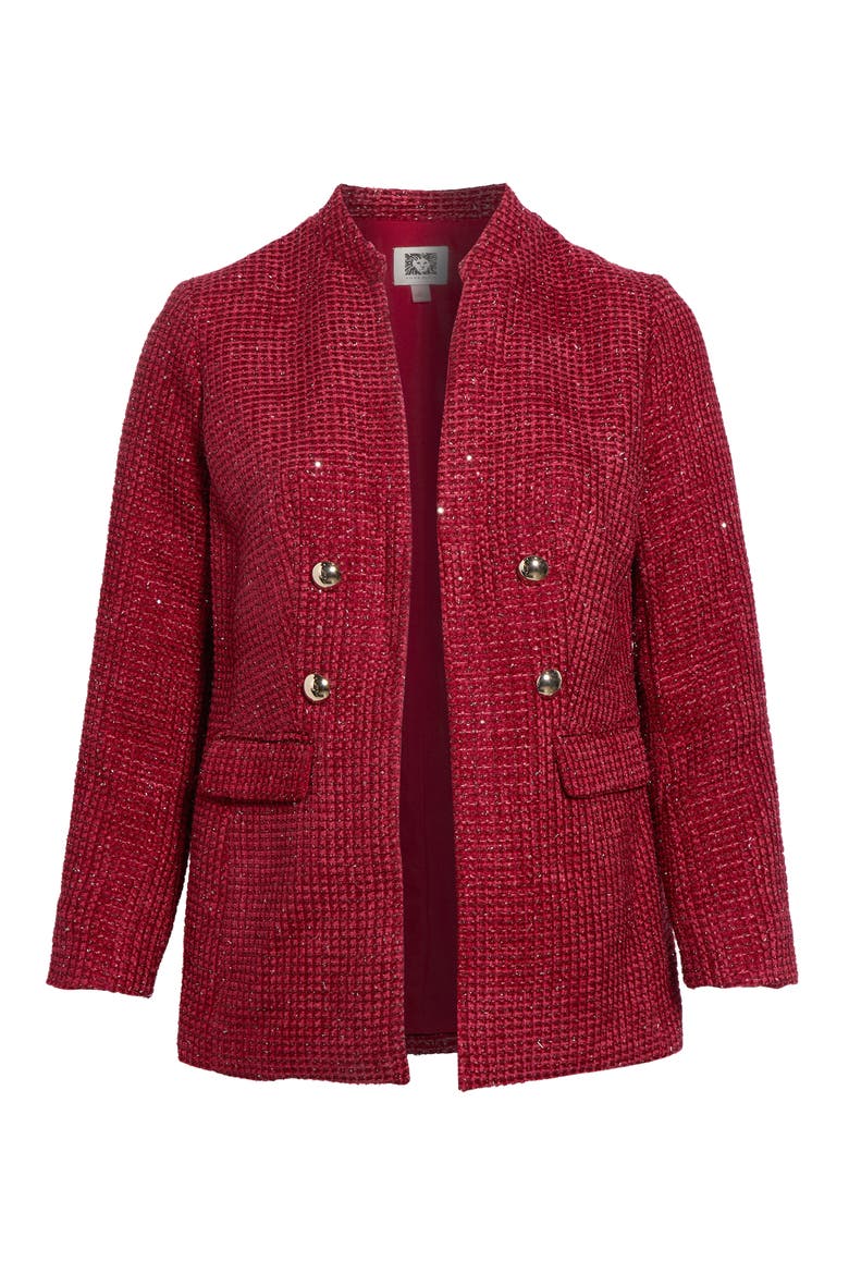 Sequin Faux Double Breasted Jacket, Alternate, color, TITIAN RED