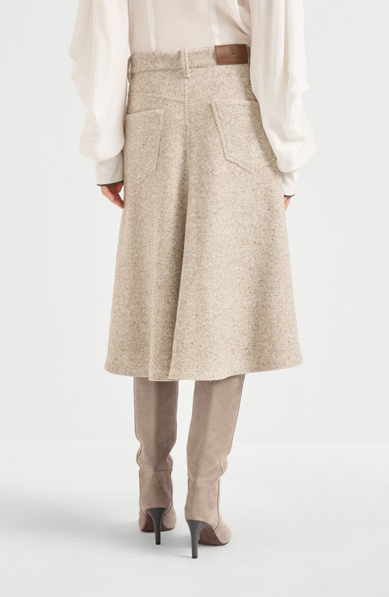 Brunello Cucinelli Five-pocket flute skirt, Alternate, color, Cool Beige
