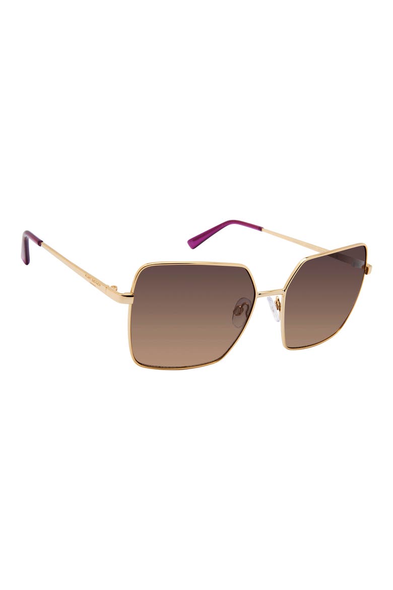 58mm Square Sunglasses, Alternate, color, GOLD CRYSTAL PURPLE/ BROWN