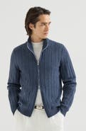 Brunello Cucinelli Cashmere ribbed cardigan with zip