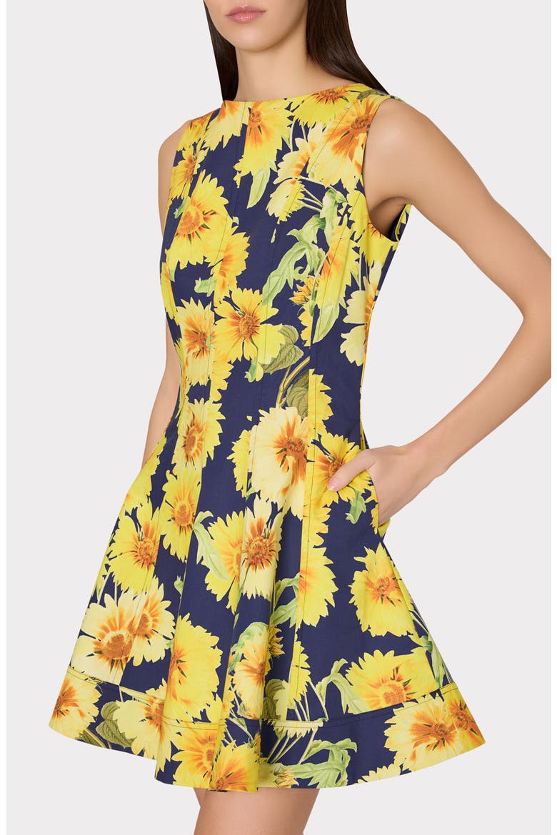 Poppy Sunflower Sleeveless Fit & Flare Minidress, Alternate, color, NAVY MULTI
