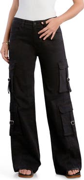 Wash Lab Denim High Waist Straight Leg Cargo Jeans