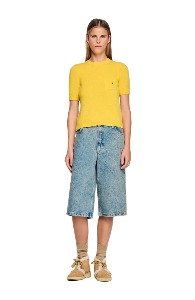 SANDRO Short-sleeve sweater, Alternate, color, Gold Yellow