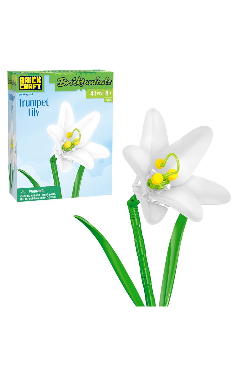 Brickcraft Bricktanicals Trumpet Lilly Building Set, Main, color, White