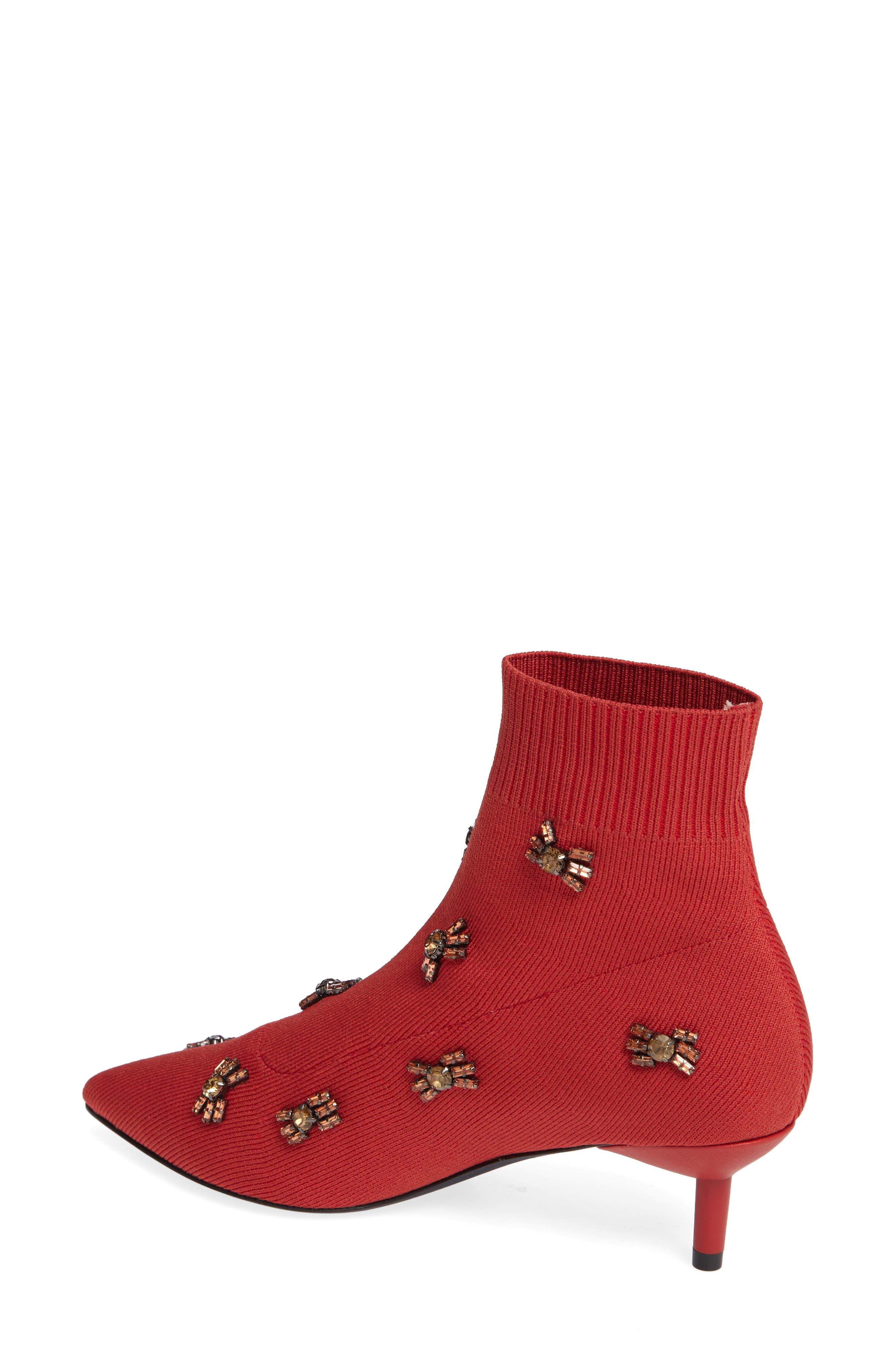 Betti Embellished Sock Bootie, Alternate, color, BRICK KNIT FABRIC