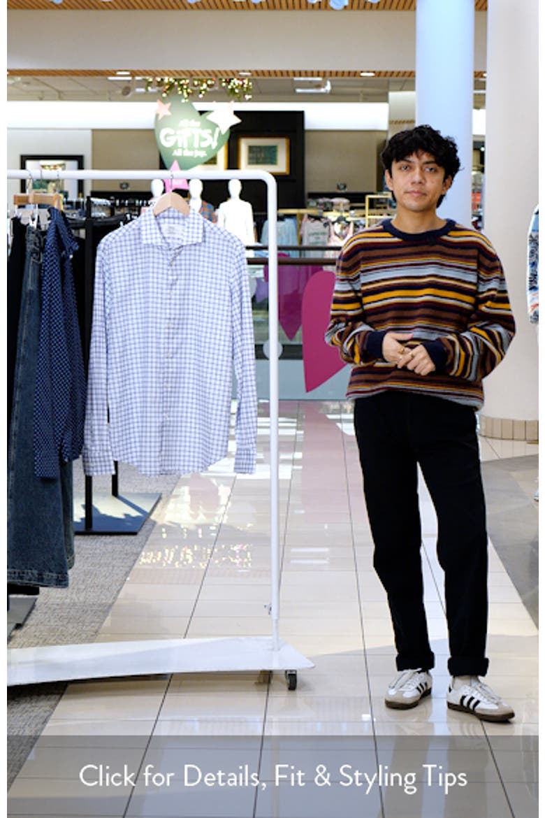 Reworked Slim Fit Navy Check Print Cotton Dress Shirt video
