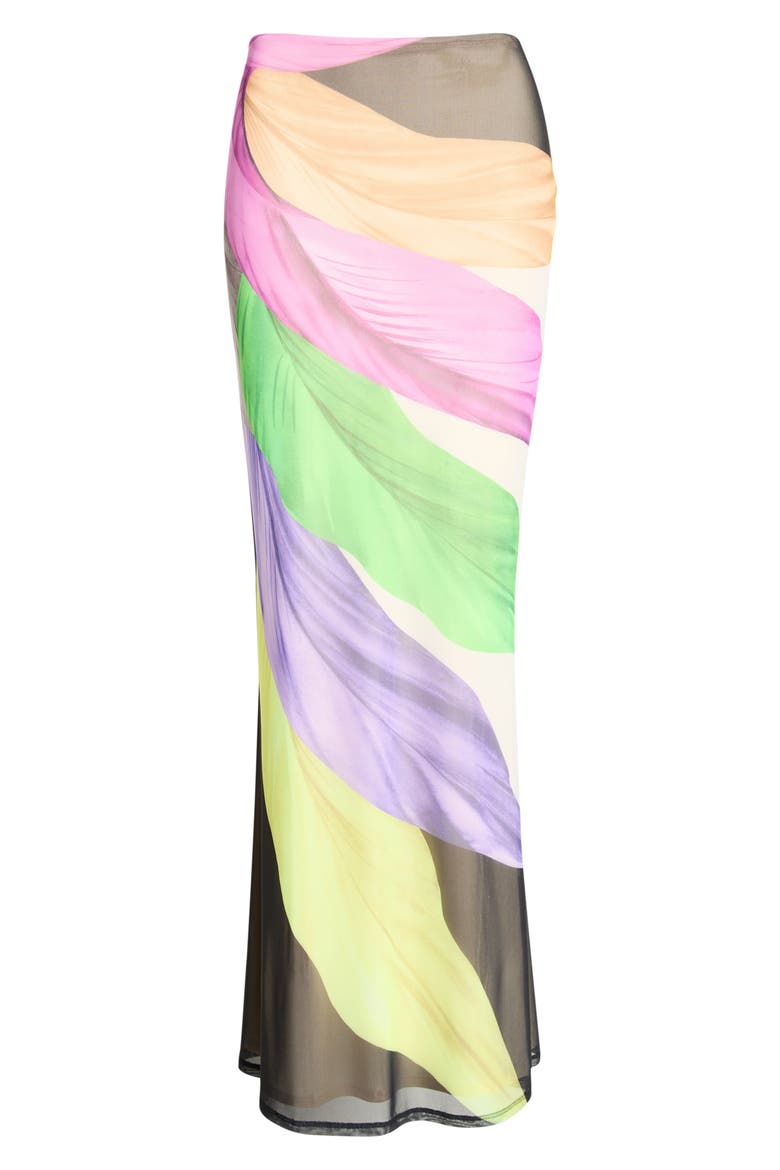 Tegan Feather Print Maxi Skirt, Alternate, color, SUMMER FEATHERS