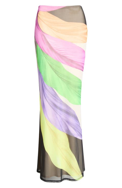 Tegan Feather Print Maxi Skirt
