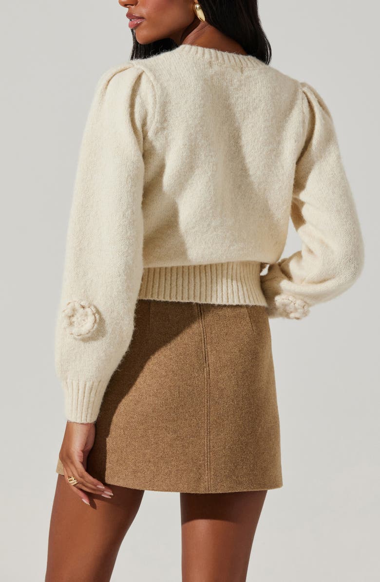 ASTR the Label Wilessa Floral Appliqué Sweater, Alternate, color, Cream
