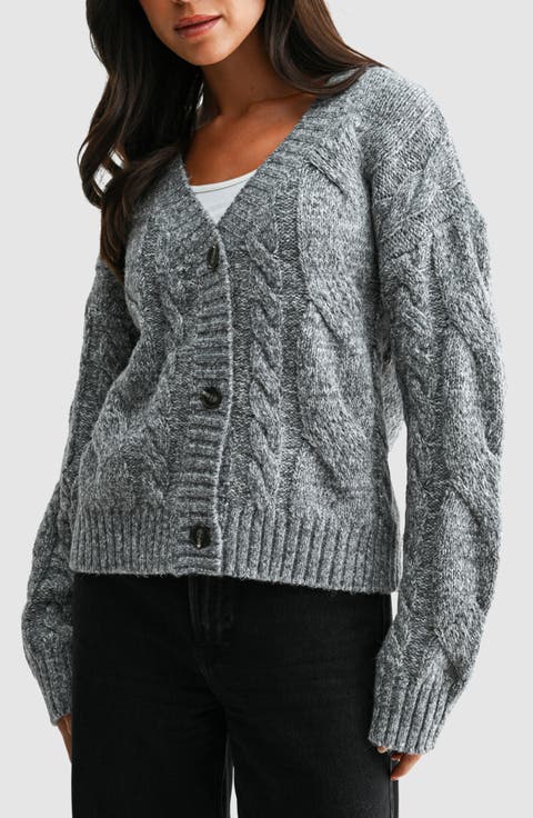 Chunky Marled Cable Knit Cardigan