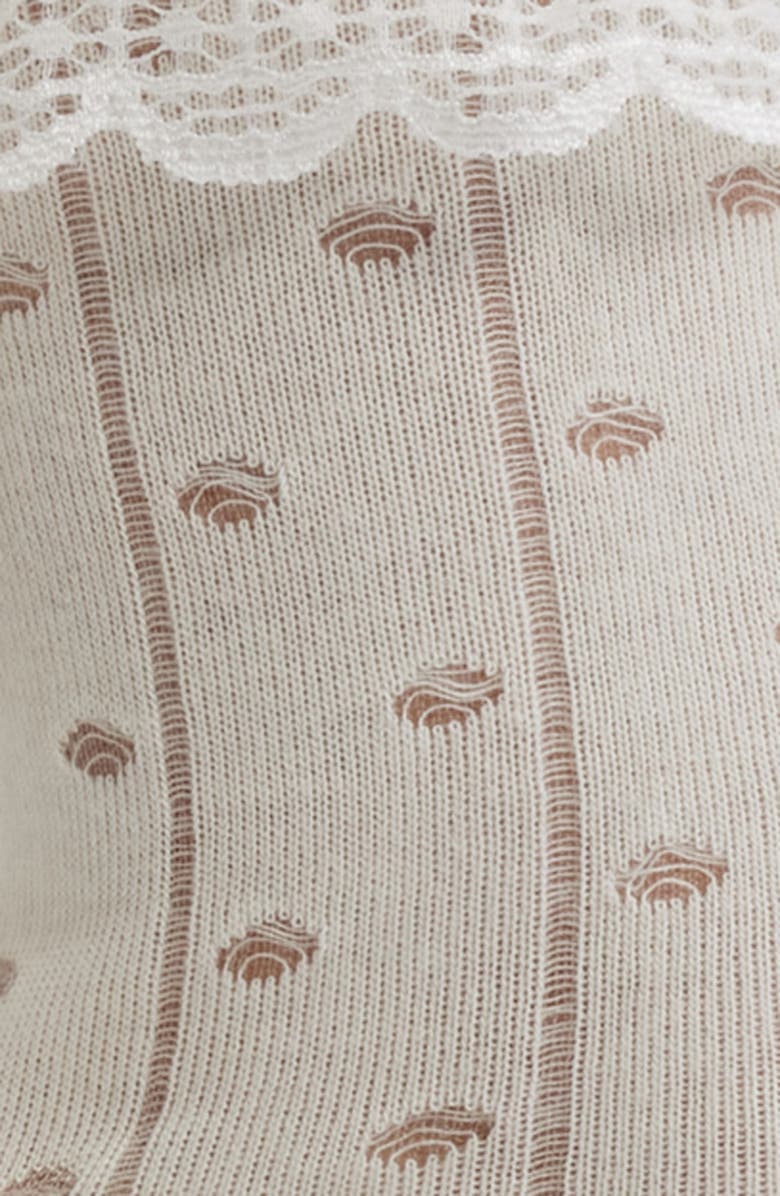 HIGH HEEL JUNGLE Lace Trim Cotton Blend Crew Socks, Alternate, color, Ivory