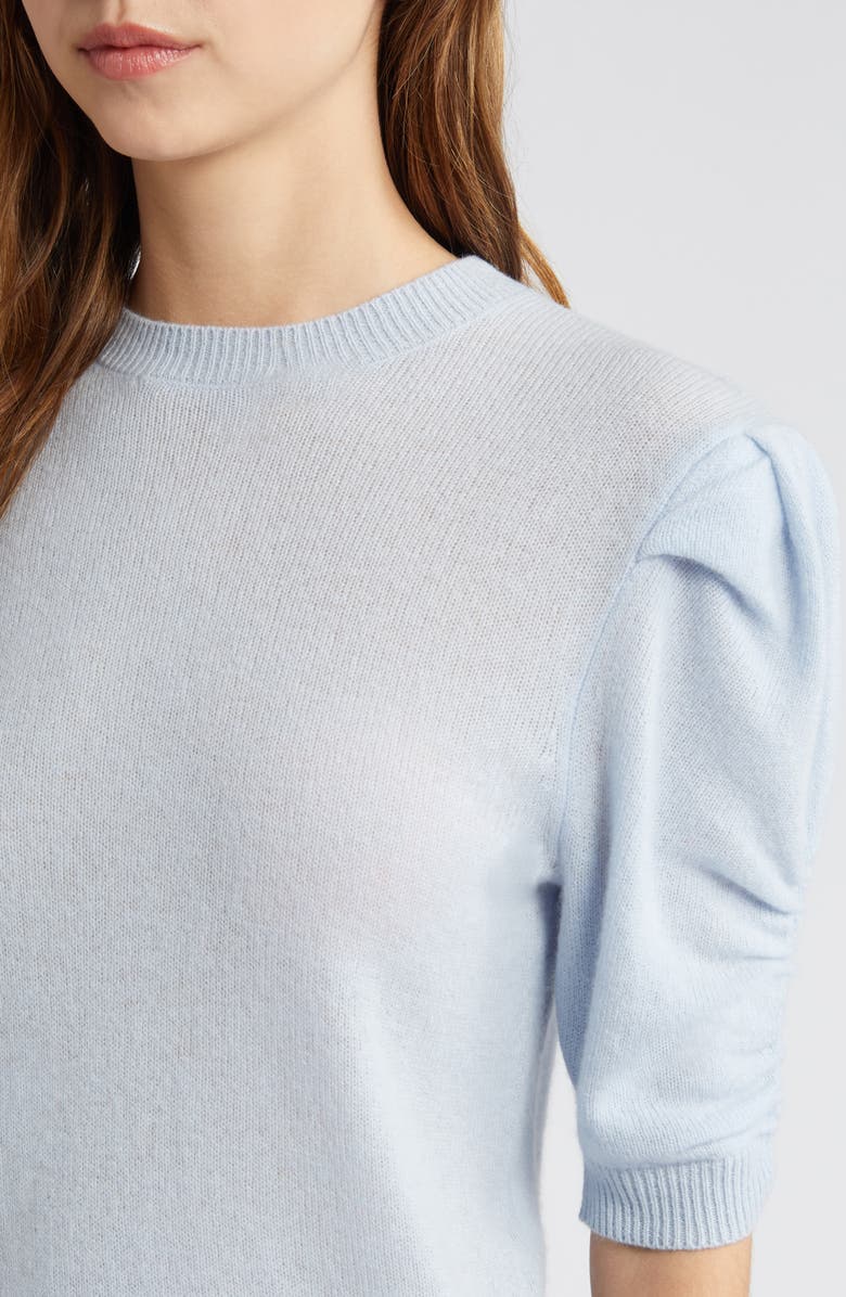 FRAME Ruched Sleeve Recycled Cashmere & Wool Sweater, Alternate, color, Light Blue