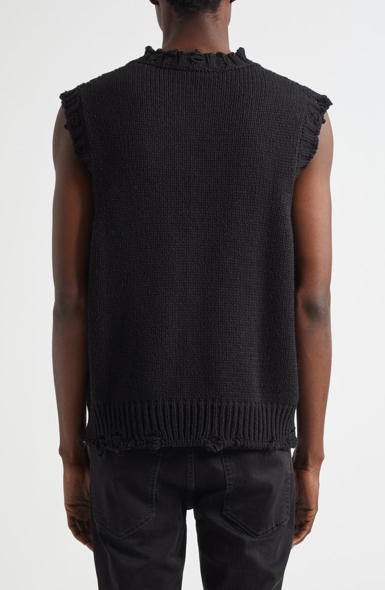McQueen Crystal Embellished Distressed Wool Sweater Vest, Alternate, color, Silver/ Crystal/ Black
