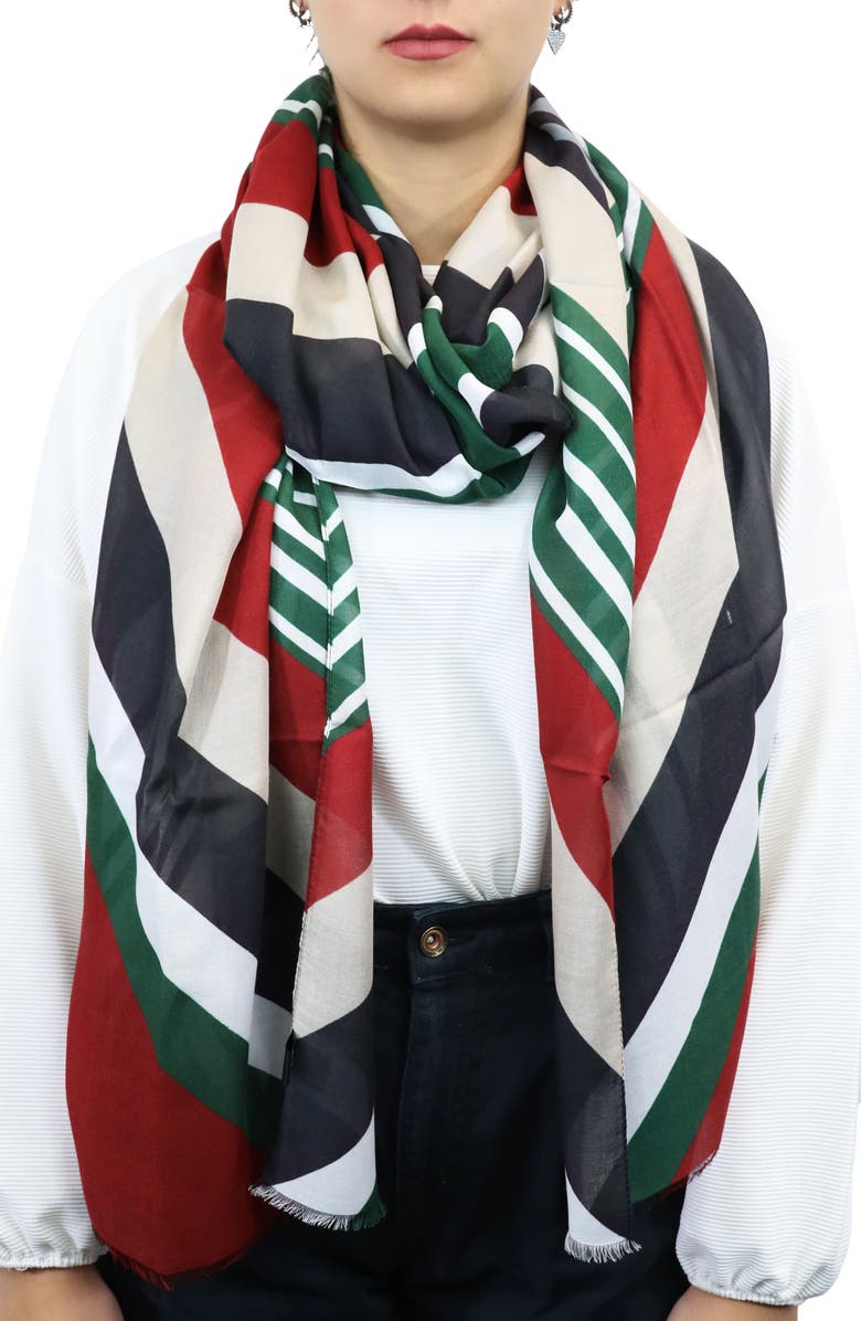 Nicoletta Rosi Reversible Stripe Modal Fringe Scarf, Main, color,