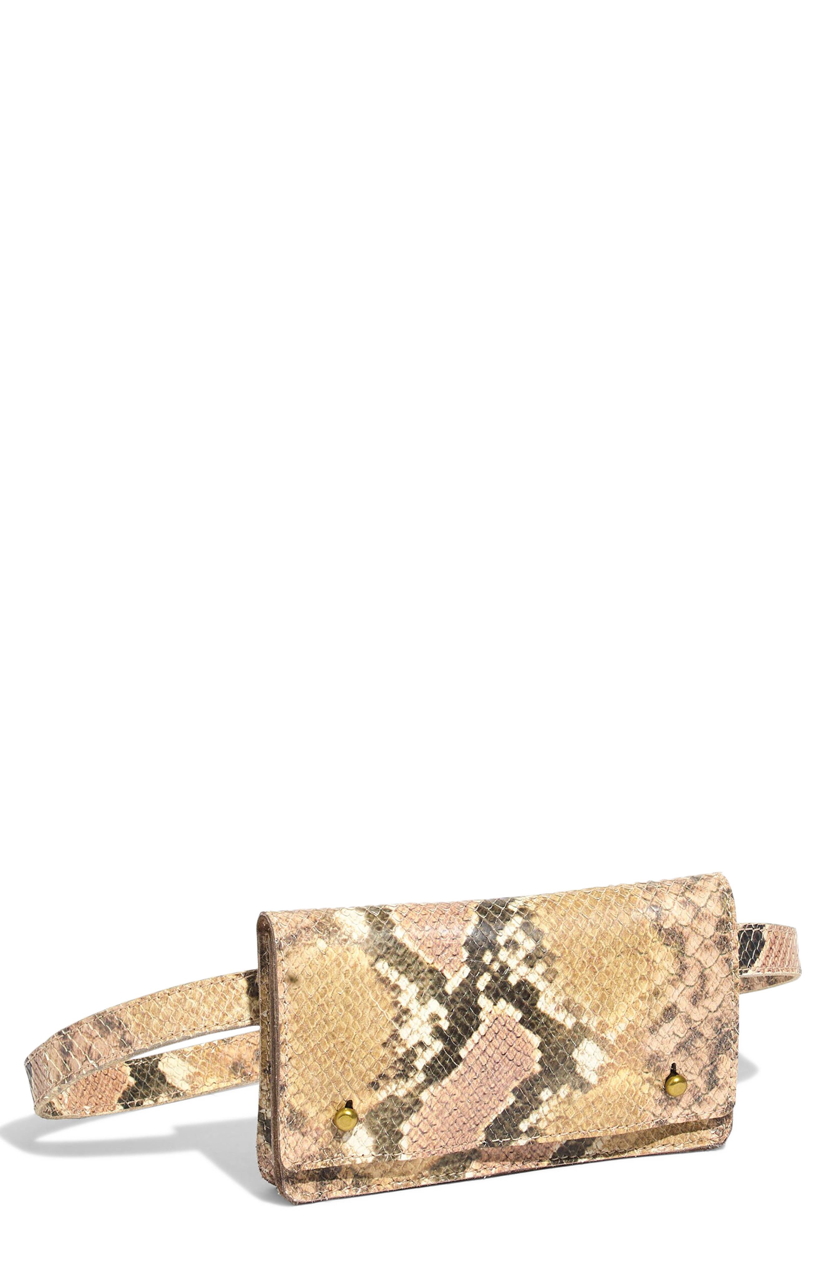 Madewell The Leather Belt Bag: Snake Embossed Edition, Main, color, 