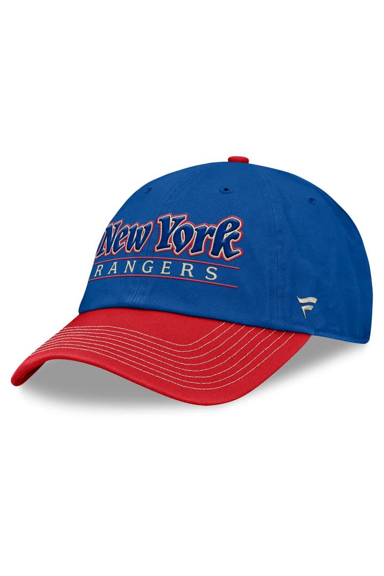 Men's Fanatics Blue/Red New York Rangers Heritage Home Ice Two-Tone Adjustable Hat, Alternate, color, Blue