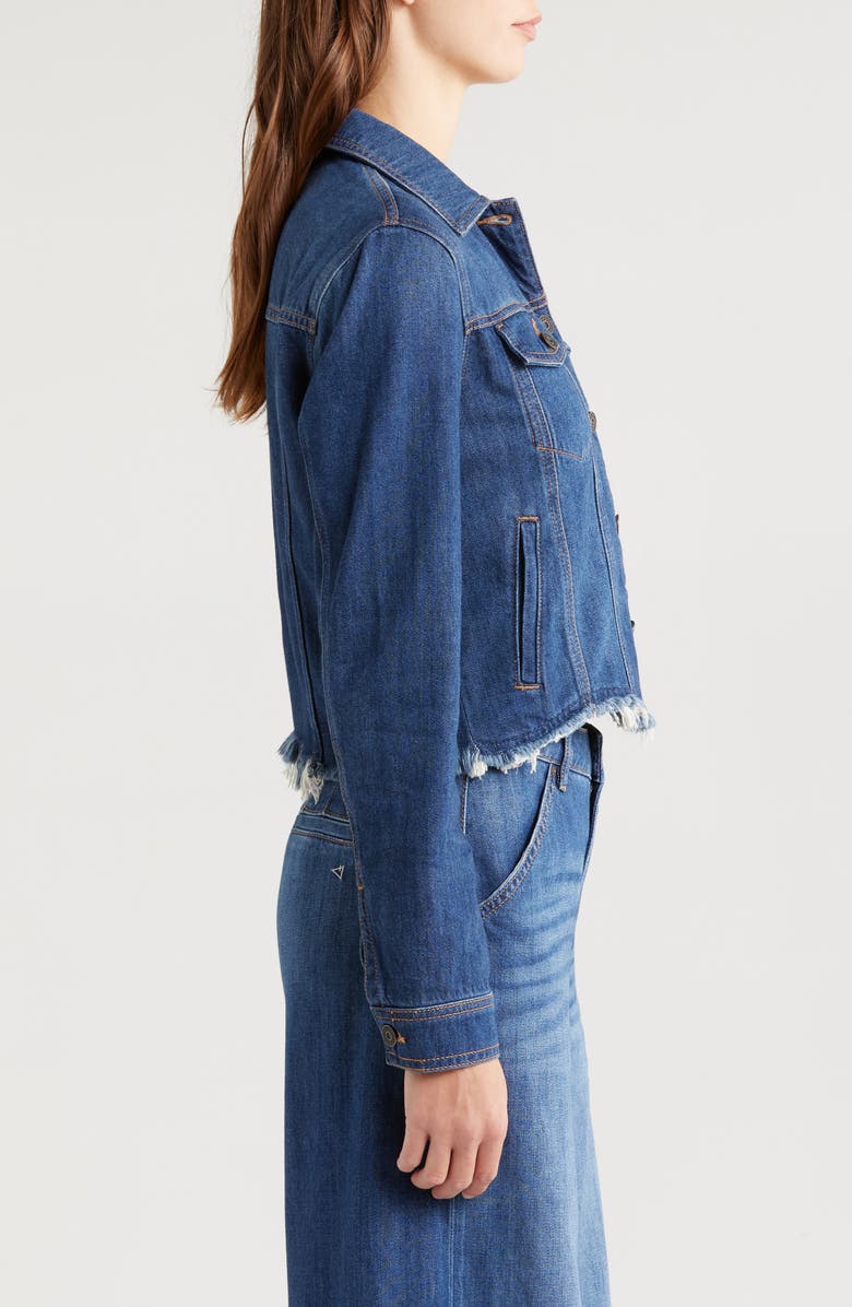 HIDDEN JEANS Frayed Denim Crop Jacket, Alternate, color, Dark Wash