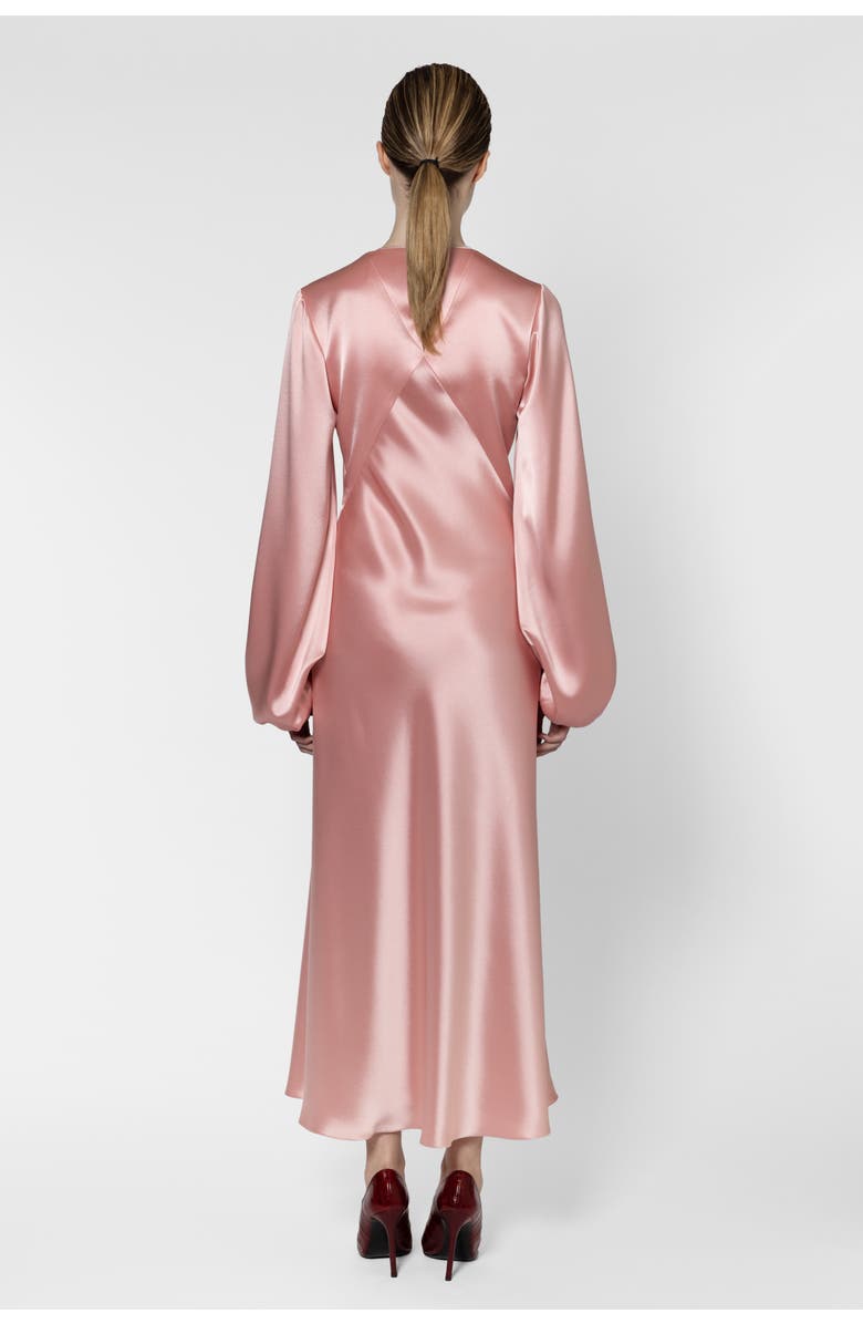 Roksanda Amori Long Sleeve Satin Midi Dress, Alternate, color, Rose Clair