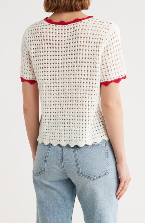 Rdi Short Sleeve Open Stitch Sweater In Gold