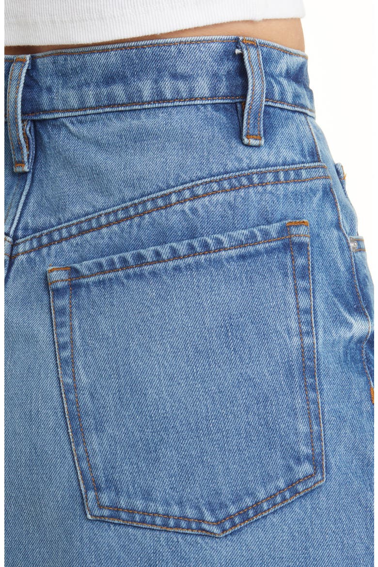 Raw Hem Denim Midi Skirt, Alternate, color, DEL AMO