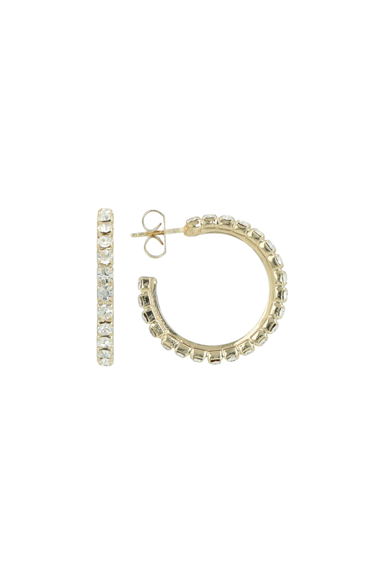 Swarovski Fine Stone Creole Earrings in Gold, Main, color, Gold, Crystal