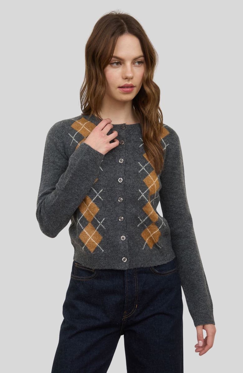 Blu Pepper Argyle Cardigan, Alternate, color, Charcoal