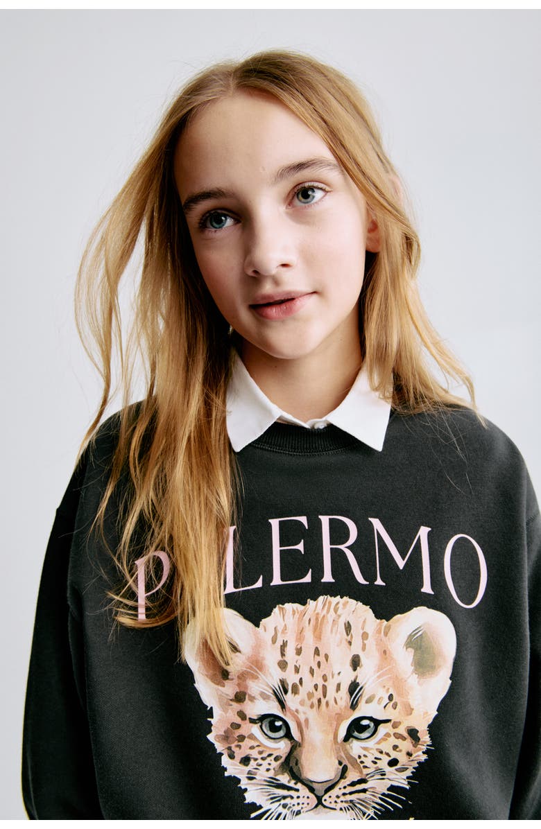 H&M Motif-detail Sweatshirt, Alternate, color, Black/Palermo