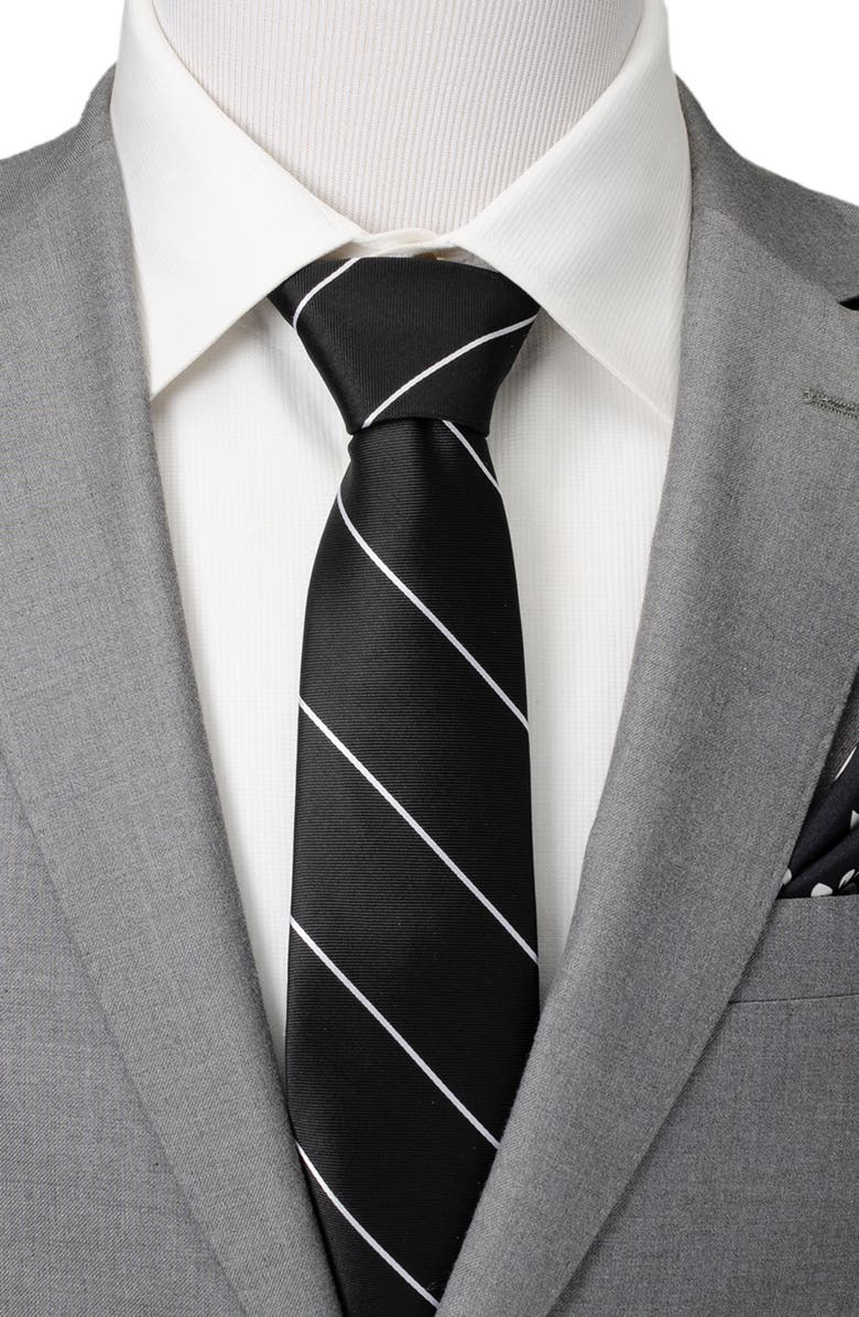 Cufflinks, Inc. Black Stripe Silk Tie, Alternate, color, Black