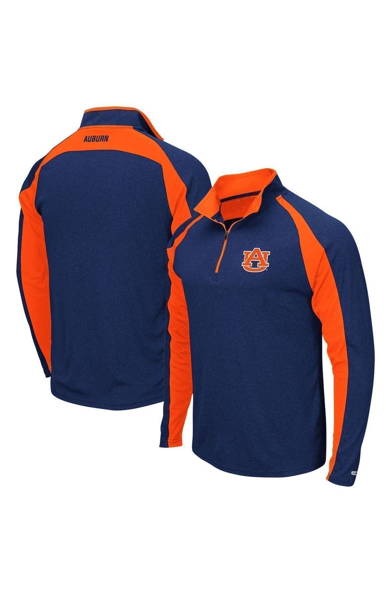 COLOSSEUM Men's Colosseum Heathered Navy Auburn Tigers The J. Peterman Quarter-Zip Pullover Jacket, Alternate, color,