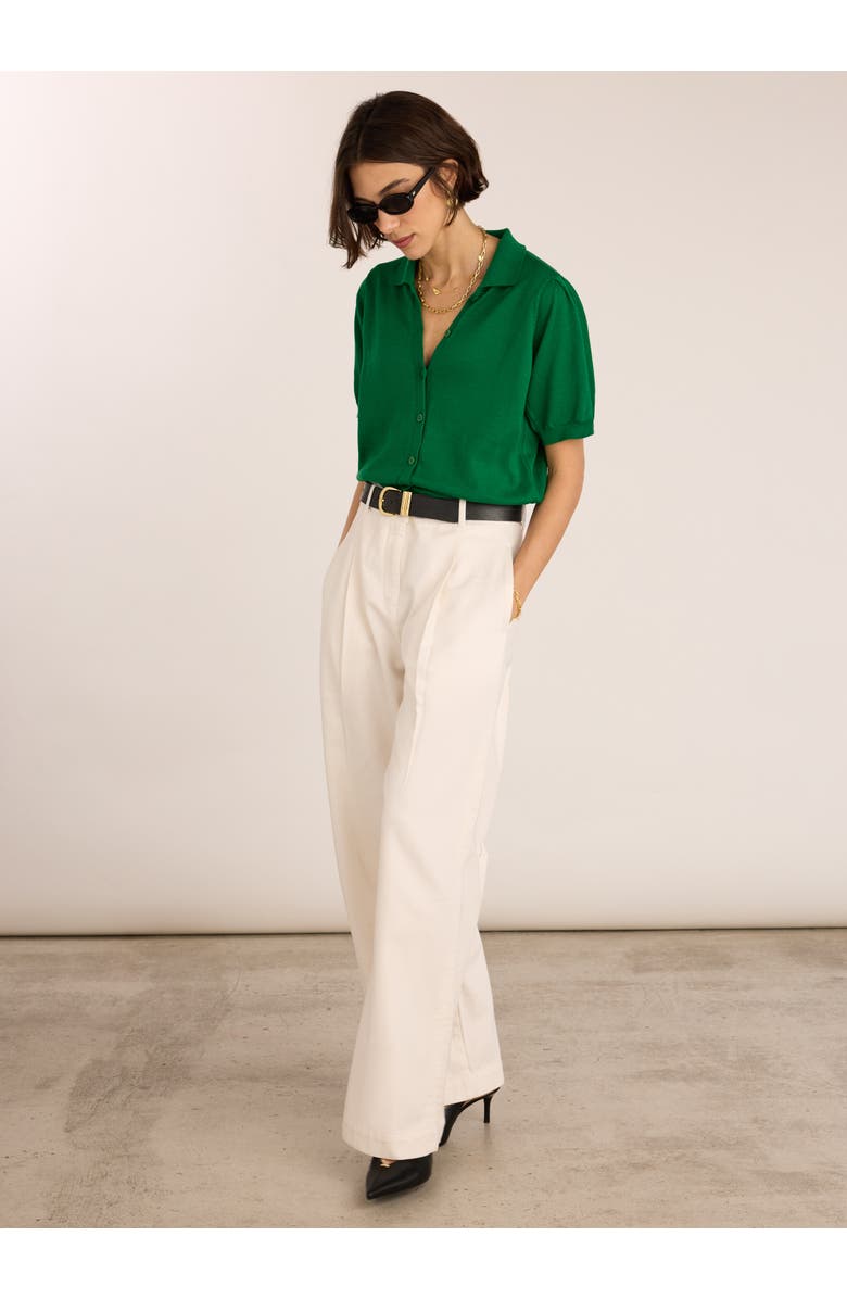 Baukjen Sara Short Sleeve Collard Cardigan, Alternate, color, Bright Emerald