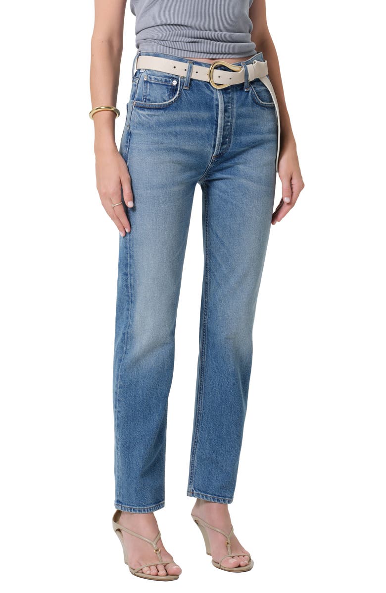 Citizens of Humanity Blaine High Waist Ankle Straight Leg Jeans, Alternate, color, Alma Indigo