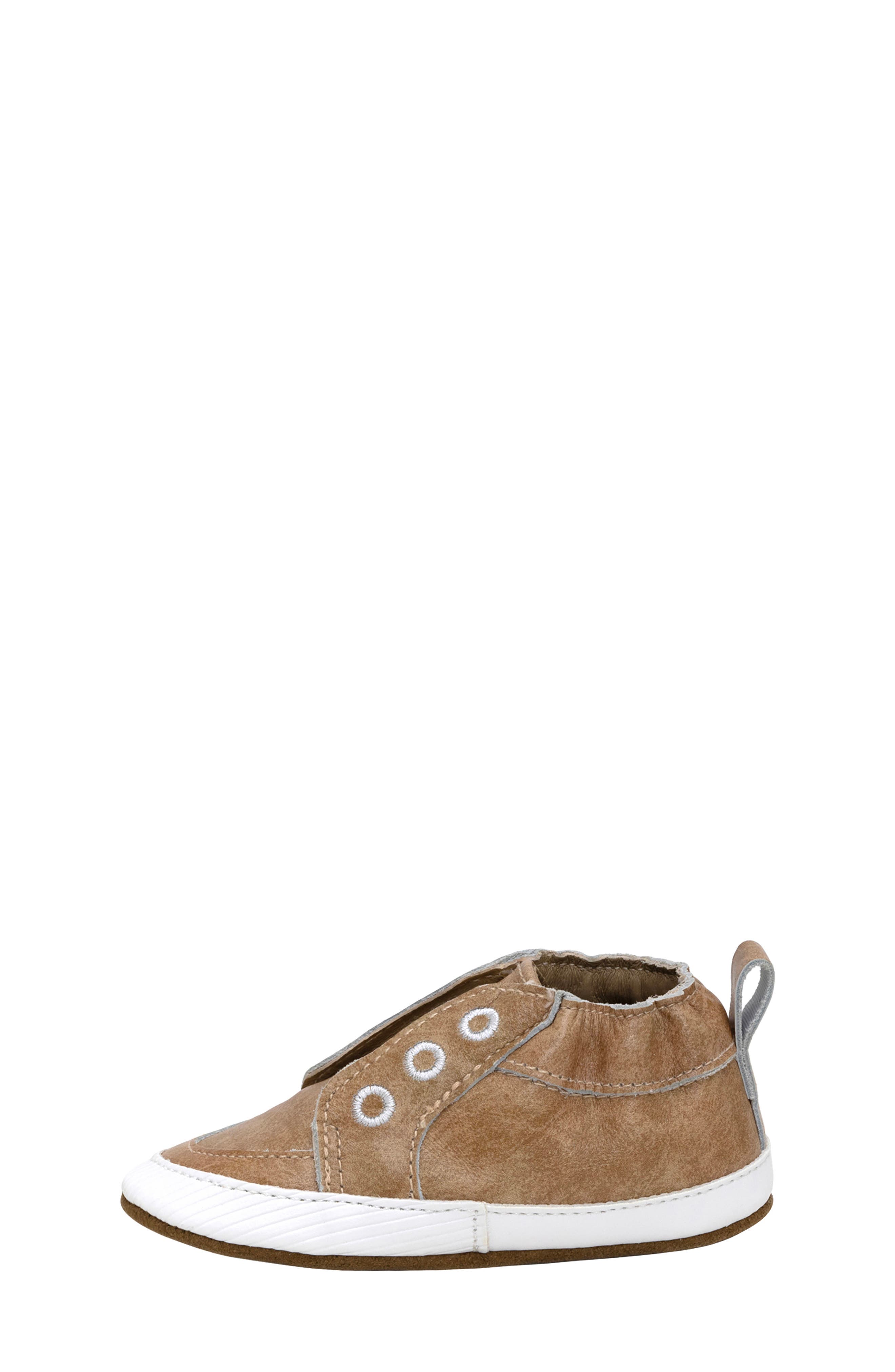 Robeez<sup
®</sup
 Stylish Steve Crib Shoe, Alternate, color, Tan
