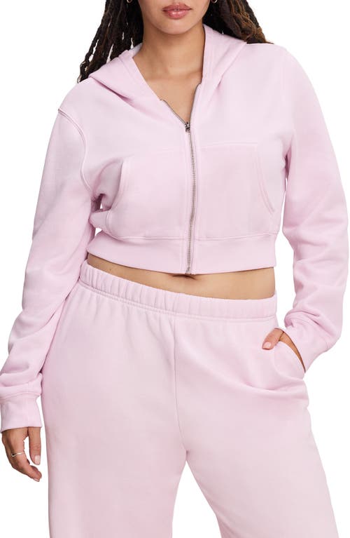 GOOD AMERICAN GOOD AMERICAN CROP BRUSHED FLEECE ZIP HOODIE