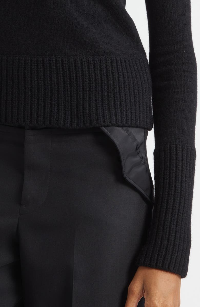 Sacai Crewneck Wool Sweater, Alternate, color, Black