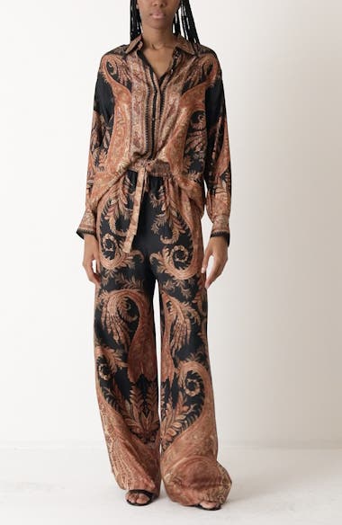 Zimmermann Hypnotic Wide Leg Silk Track Pants | Nordstrom