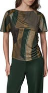 Donna Karan New York Ruched Boat Neck Jersey Top