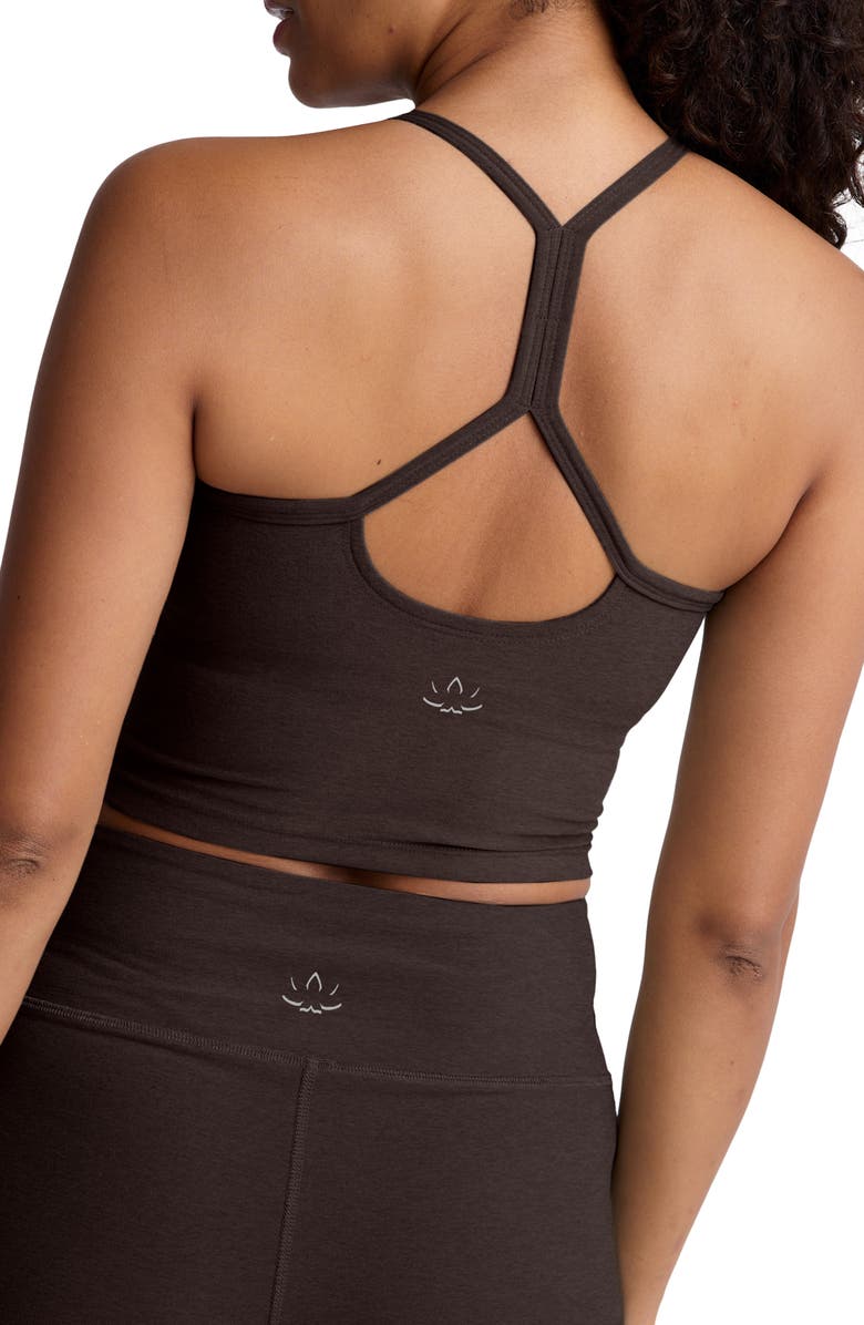 Beyond Yoga Space Dye Slim Racerback Crop Tank, Alternate, color, Dark Chocolate Heather