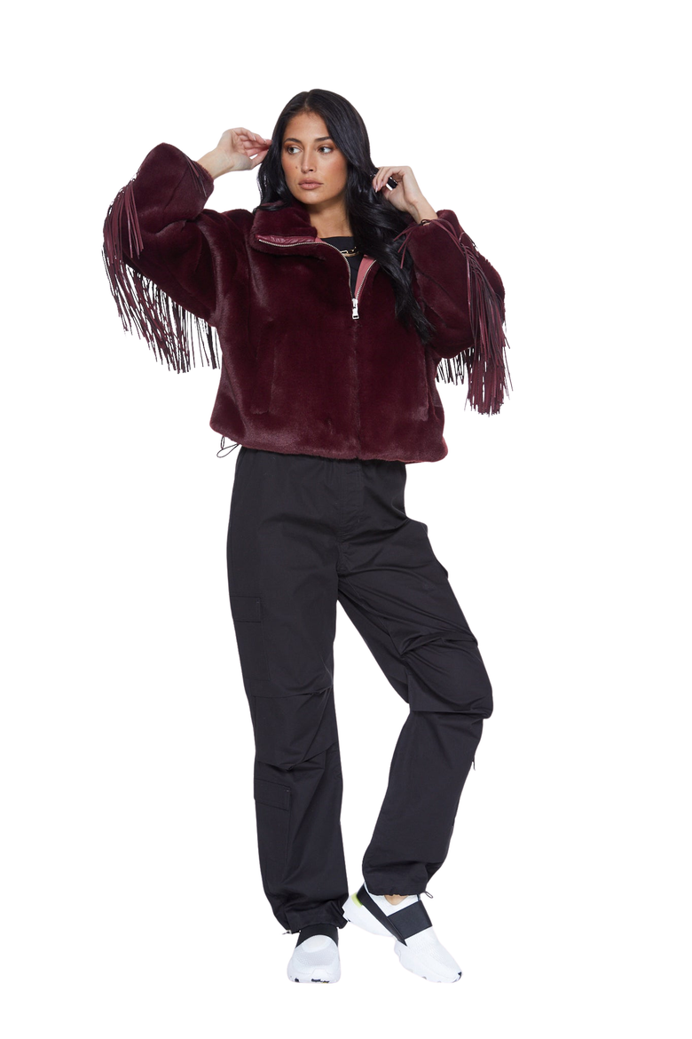 Dancing In The Moonlight Fringe Jacket, Alternate, color, Merlot