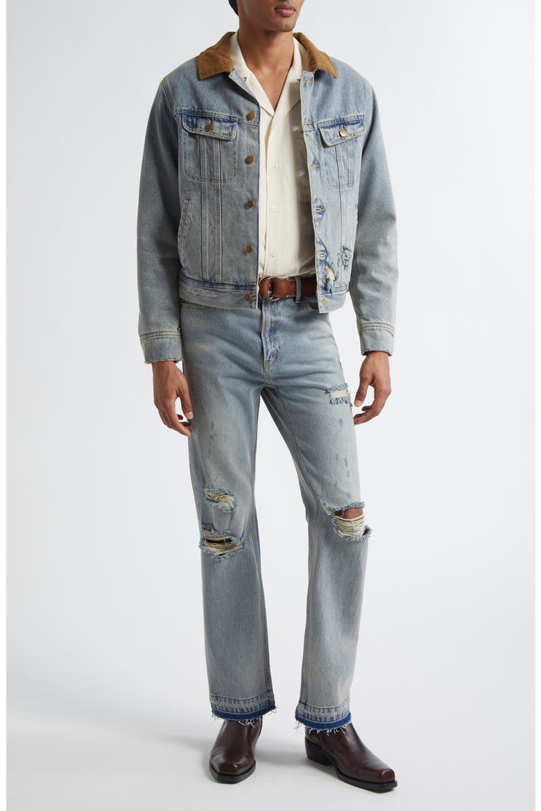 Ripped Release Hem Flare Jeans, Alternate, color, BLUE WASH