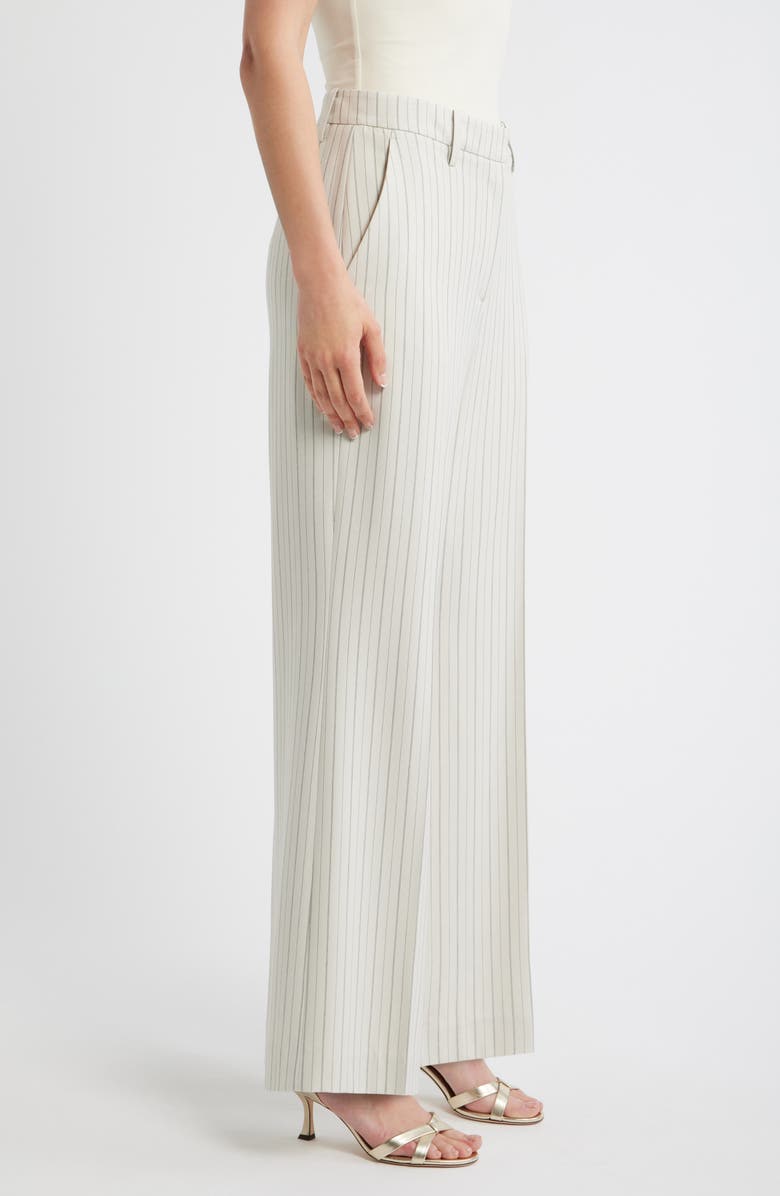 Elie Tahari The Liliana Stripe Wide Leg Pants, Alternate, color, Tan With Black Pinstripe