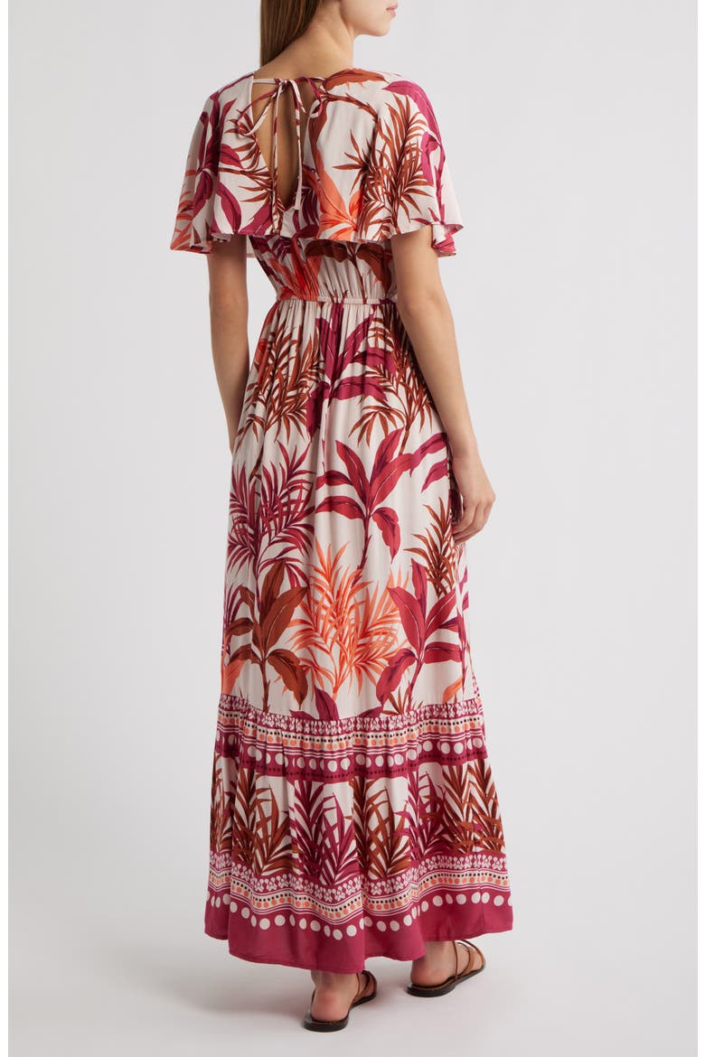 Palm Print Maxi Dress, Alternate, color, PINK