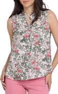 NYDJ Print Ruffle Neck Sleeveless Top
