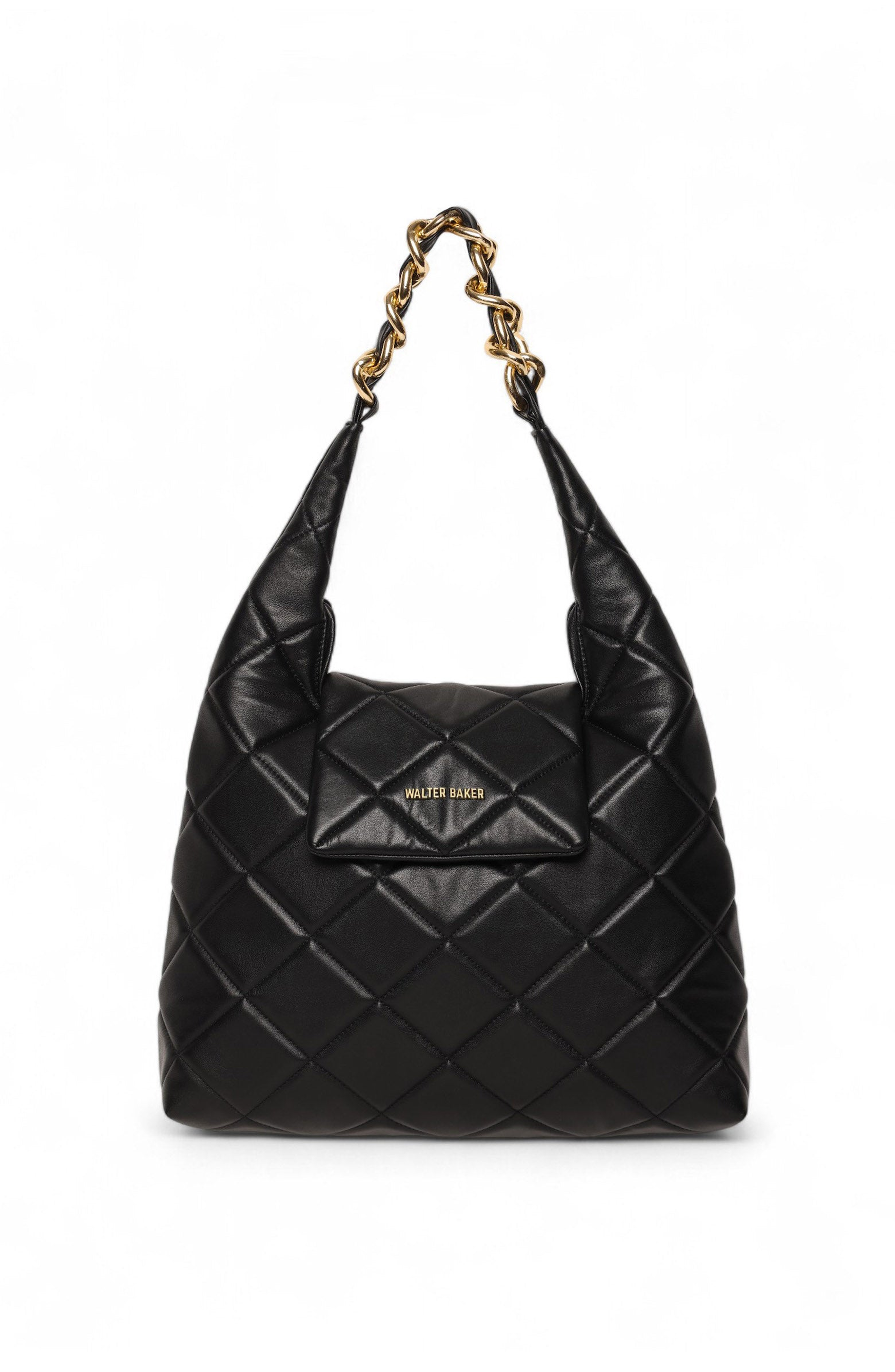 Walter Baker Anastasia Quilted Shoulder Handbag, Main, color, Black
