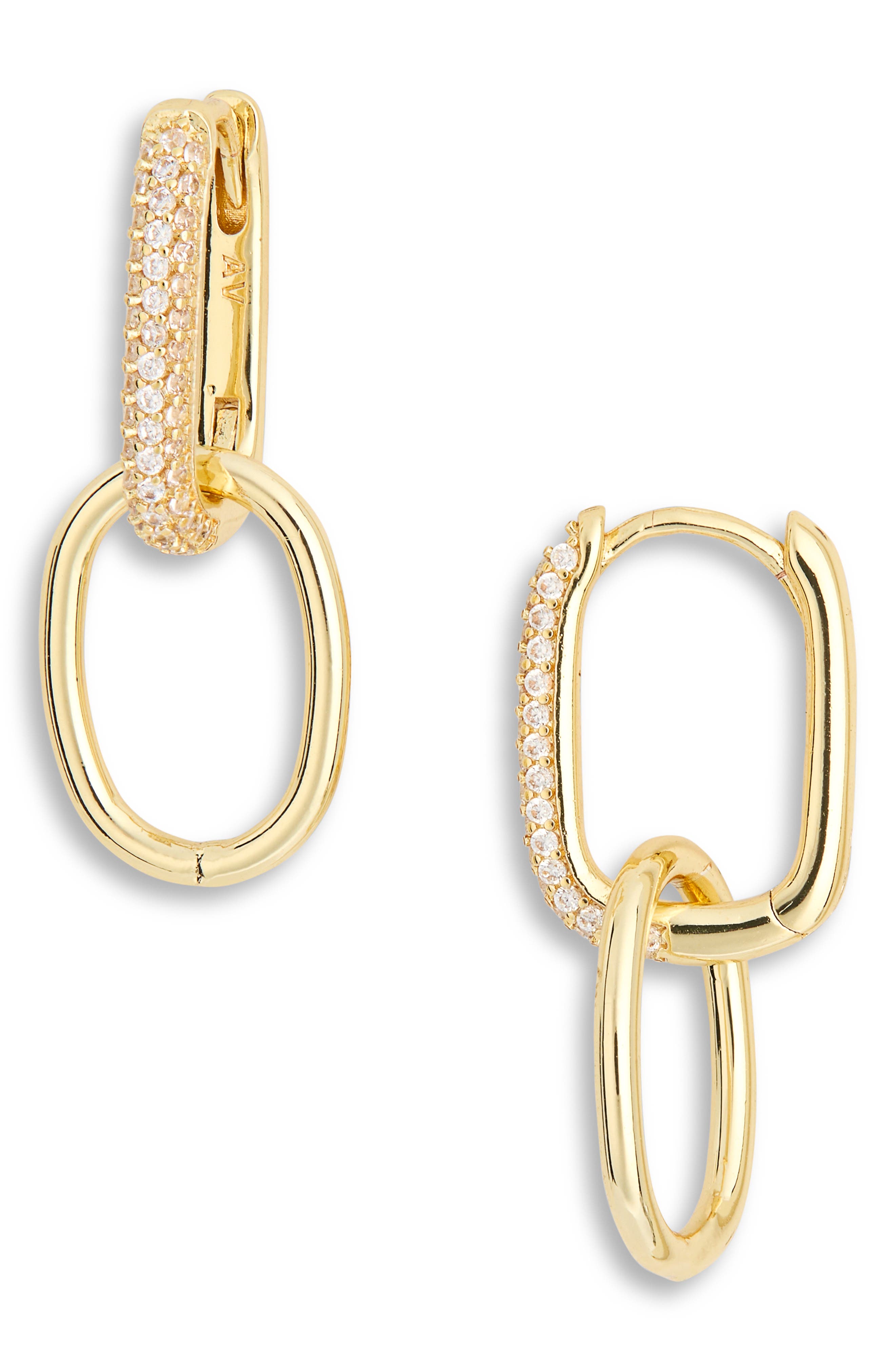 Pavé CZ Oblong Hoop Earrings