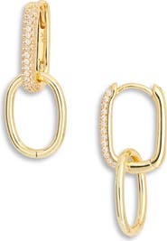 ARGENTO VIVO Pavé CZ Oblong Hoop Earrings