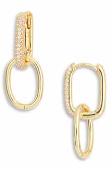 Pavé CZ Oblong Hoop Earrings